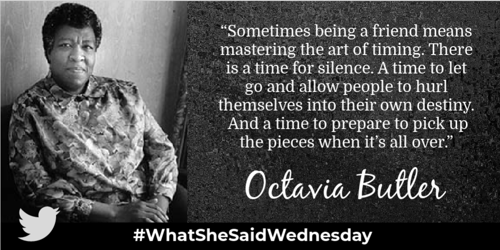 invictaftc's tweet photo. Octavia Butler is the first person to win the MacArthur Fellowship award for science fiction. Additionally, she won the Hugo and the Nebula award. Butler was the first to explore human emotions in science fiction novels. #WhatSheSaidWednesday #WSSW https://t.co/IwTXqDgHRH
