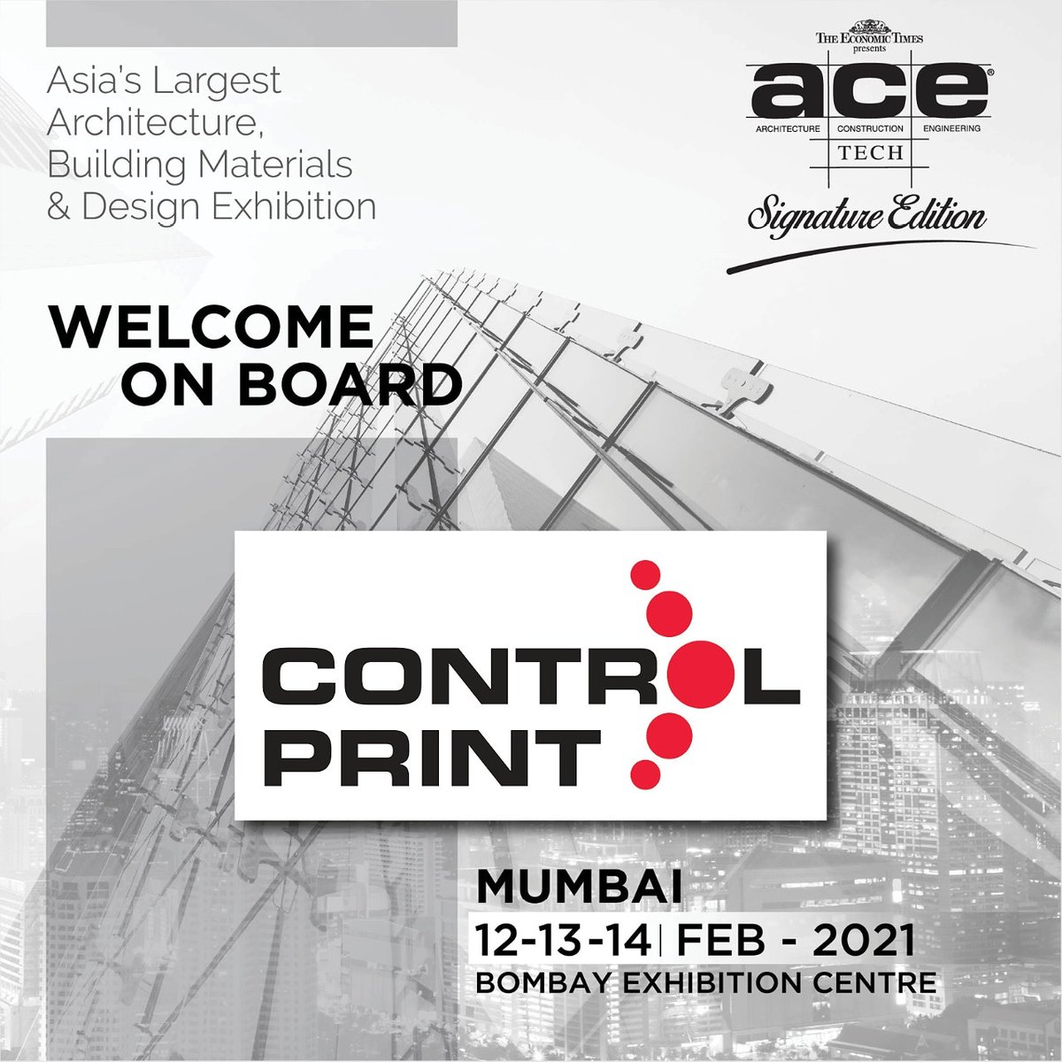 The_AceTech's tweet image. Welcome on board @controlprintltd be a part of the signature edition of Acetech 2021 in Mumbai from 12th to 14th Feb. 

You can now book your tickets to attend the show. 

bit.ly/ACETECHFEBIG

#controlprint #Acetech2021 #ACETECH #architecture #construction #buildingmaterials