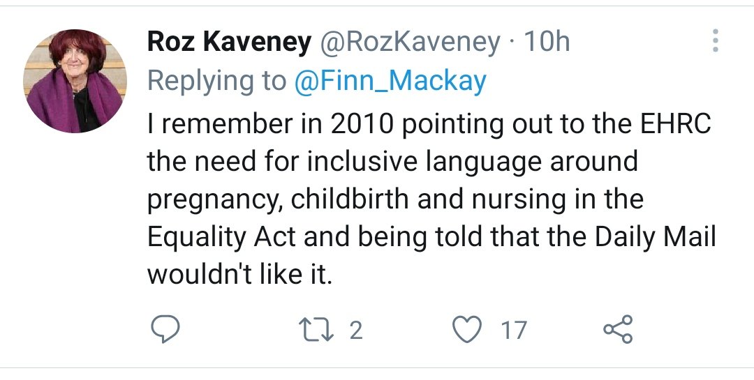 Why was this male person, 10 years ago, already telling the EHRC how to talk about maternity?What possible interest is it of Roz's, except that Roz wants the word woman?