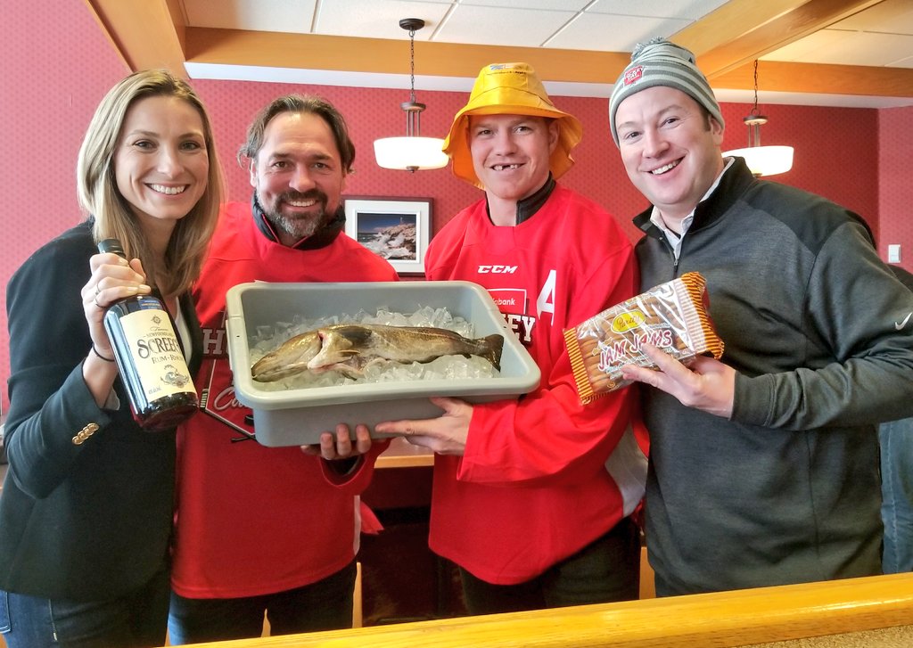 Throwing it back to when <a href="/evankaosmak/">Evanka Osmak 🇨🇦🇺🇦</a>, <a href="/16DarcyTucker/">Darcy Tucker</a>, Chris Neil, and <a href="/SNKenReid/">Ken Reid</a> got Screeched In during #HockeyDay 2018 in Corner Brook, NL!

What's your favourite Hockey Day in Canada memory? 🐟

Celebrate with us this Saturday at 2pm ET / 11am PT on Sportsnet. 🇨🇦