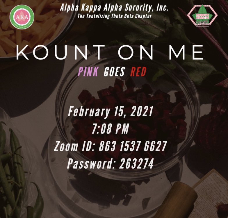 ThetaBeta1973's tweet photo. Come join us Monday, February 15th, to help us bring awareness to heart health! 💞 

We will be talking about mental health, exercising, and eating healthy!     
 
#ThetaBeta #AKA1908 #PinkgoesRed #HeartHealth #AKA #ExemplyingExcellence https://t.co/9DGzGnMjQg