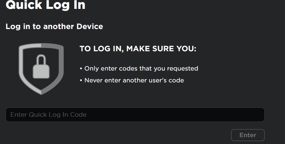 RTC on X: NEWS: Roblox has added a new feature called Quick login. How  this feature works: TO LOG IN, MAKE SURE YOU: • Only enter codes that you  requested • Never