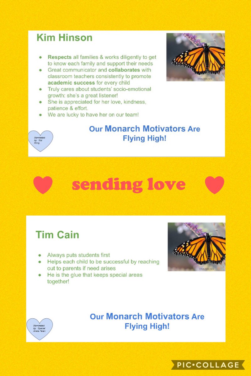 CTMontessori1's tweet photo. .@CTMontessori1 Our staff nominated Ms. Bull, Ms. Olash, Ms. Hinson and Mr. Cain for Monarch Motivators of the week!!! WE are sending family LOVE for being positive change agents in our school! #MightyMonarchs #PollinatePositivity 🌍🦋 https://t.co/ZpGNMilDcH