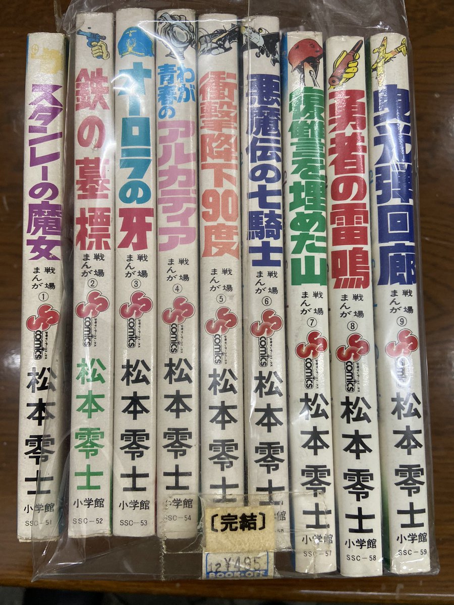 香川まさひと 松本零士 戦場まんがシリーズ 全９巻 ブックオフで揃いで495円で買ったらしいが いつ どこで買ったか覚えてない 今 書いている作品が行き詰まり 短編の仕掛けを探りたく ビニール破いて読んだ 中学生のとき フクマくんに借りた