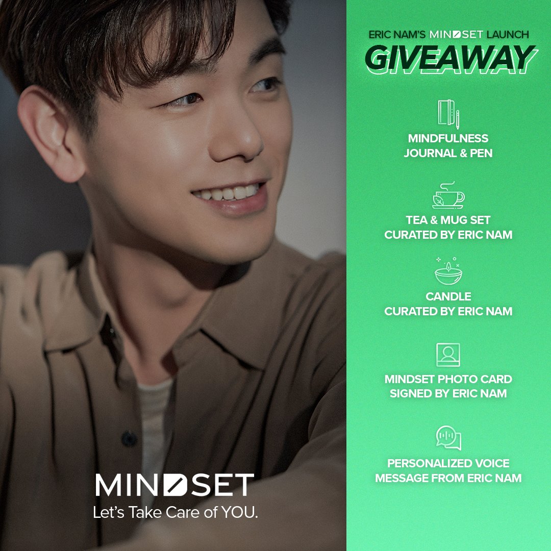 Mindset by DIVE Studios (@mindset_dive) on Twitter photo Tag a friend who has helped you through tough times! 💚
To celebrate the launch of <a href="/ericnamofficial/">Eric Nam (에릭남)</a>'s #MINDSET audio collection, Eric Nam is giving away a MINDSET by DIVE Studios GIFT BOX!
🎁 Enter Now: bit.ly/MINDSETLaunch Tag a friend who has helped you through tough times! 💚
To celebrate the launch of <a href="/ericnamofficial/">Eric Nam (에릭남)</a>'s #MINDSET audio collection, Eric Nam is giving away a MINDSET by DIVE Studios GIFT BOX!
🎁 Enter Now: bit.ly/MINDSETLaunch