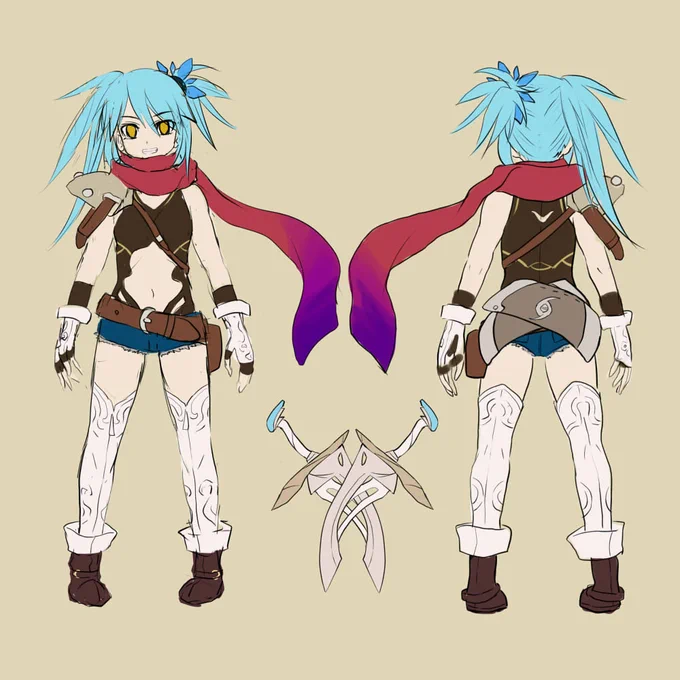 #みんなキャラクター考える時のこだわり教えろ  脳内アニメOPは冗談抜きでバカにできないです。 例えば、このリトルイリスの設定前後ですが、アニメOPで動かしてみたら赤いジャケットを装備してた事に気付いて描き直した経緯があるデスヨ