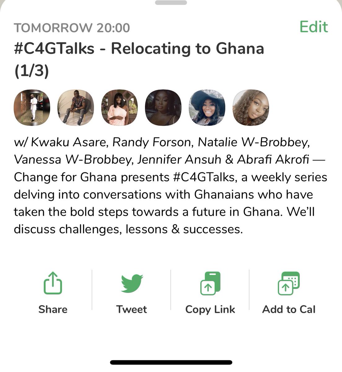 kwaku_junior's tweet photo. 1st time moderating on CH with @changeforghana and 200+ joined for a duration of 3hrs🤯🇬🇭

Thanks to everyone that tuned in, contributed and learnt something new. We hope the discussion unravelled many of the misconceptions/truths of relocating.

Join us next week 🤝

#C4GTalks https://t.co/lbl8Xppwlw
