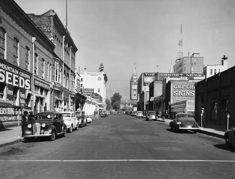 Richards Street. This entire street was demolished to make way for the Crossroads Plaza, a monstrous indoor mall that (along with ZCMI Center Mall) eventually killed Main Street):