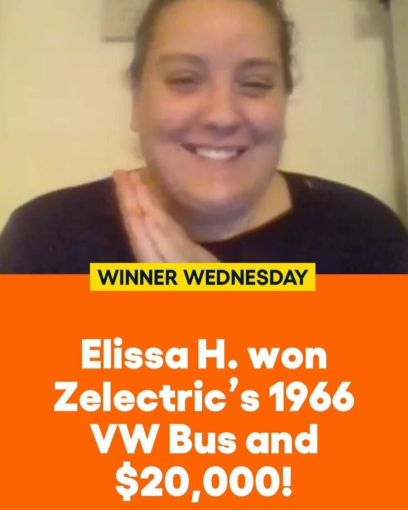 zelectric's tweet photo. Breaking News from @Omaze: Winner! Give it up for Elissa H. and our #zelectric Microbus. 👏 Heartfelt thanks to everyone who jumped in on this and contributed to benefit @reverb_org #omaze #omazecars #omazewinners #winnerwednesday https://t.co/GY1jge6EFB https://t.co/MglcWkcbCu