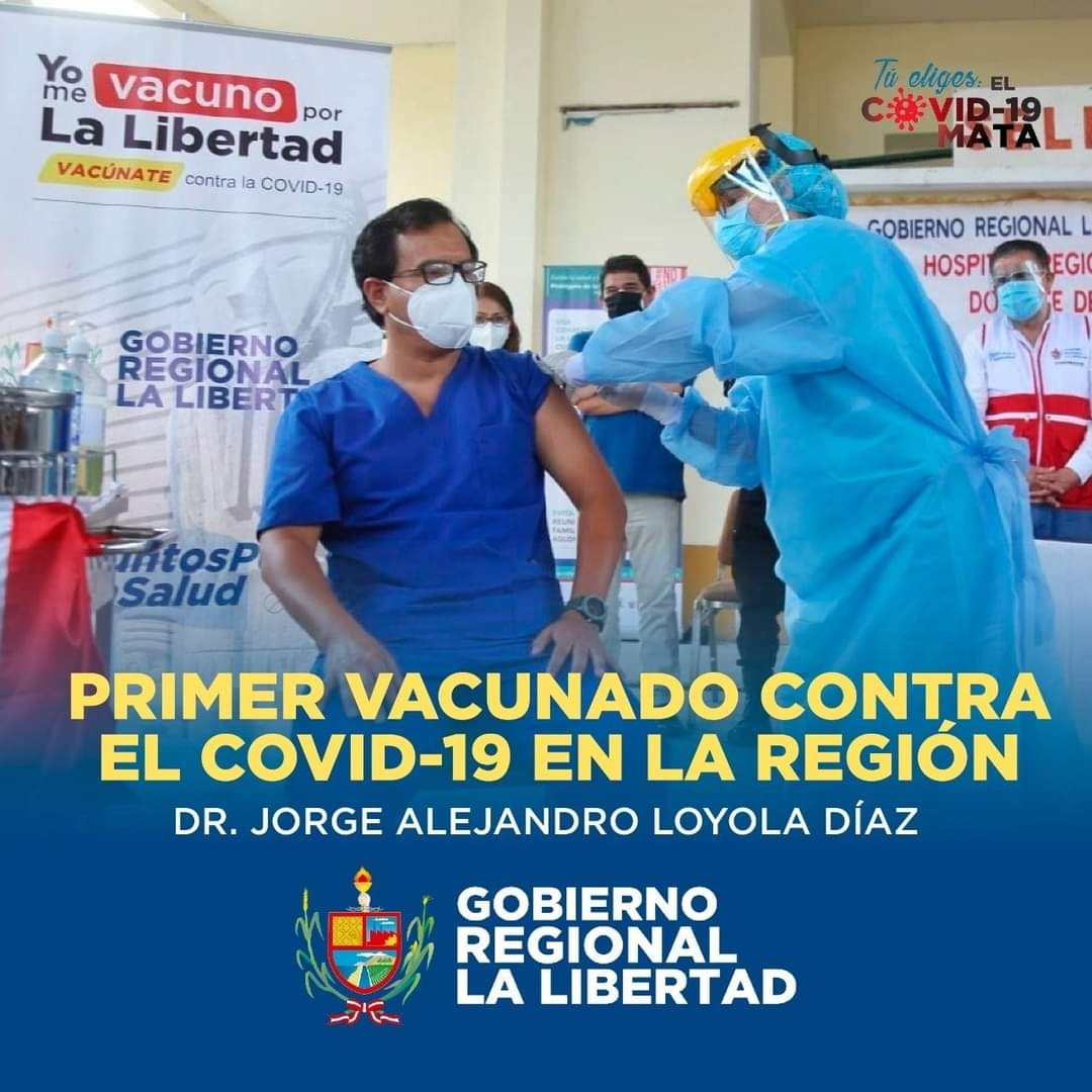 LlempenManuel's tweet photo. PRIMER VACUNADO EN LA REGIÓN 

Dr. Jorge Alejandro Loyola Díaz  Jefe del Departamento de Emergencia y Cuidados Críticos del Hospital Regional Docente de Trujillo🏥. 

🤝Continuaremos protegiendo a nuestros héroes de la salud. 

#PongoElHombro
#YoMeVacunoPorLaLibertad💪🏽🇵🇪 https://t.co/zgtll8VhCc