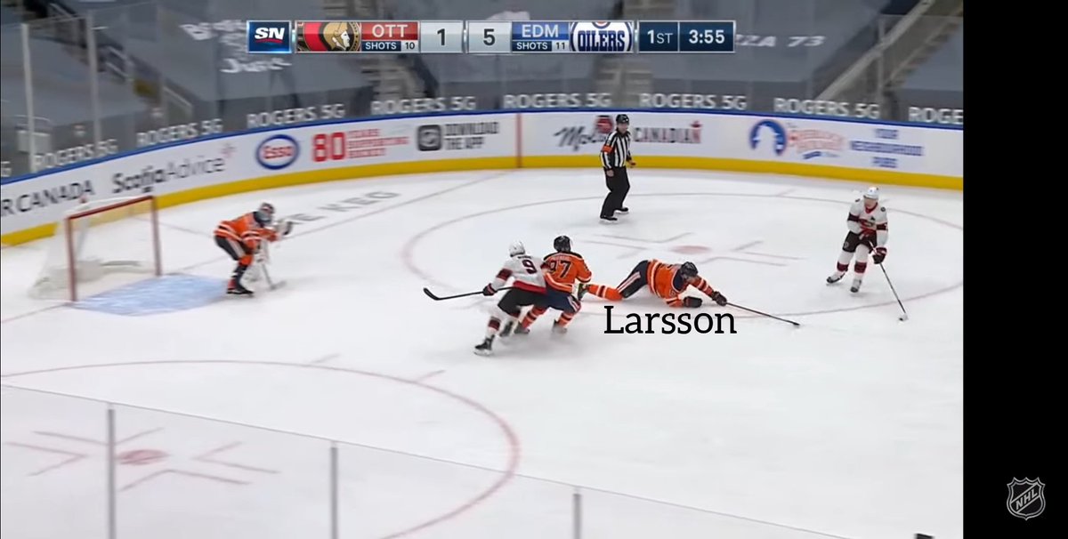 GA 5: Jones could have done a better job at stopping the breakaway pass, but it was a really bad read by Bear on this breakaway. It was more of Bear's mistake.GA 6: Someone explain what Larsson is doing on his stomach on a 2 on 2.