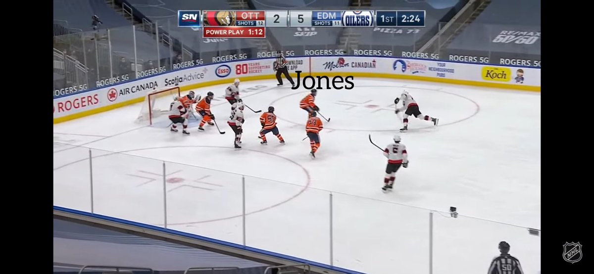 PK Goal 1: Could argue Jones could have been in the shooting lane more and could have tried to block the shot better,but not the greatest of goals for Koskinen to allow.Yamo's failed clearing attempt led to it in the first place.PK Goal 2: Skinner's fault. Wouldn't blame Jones.