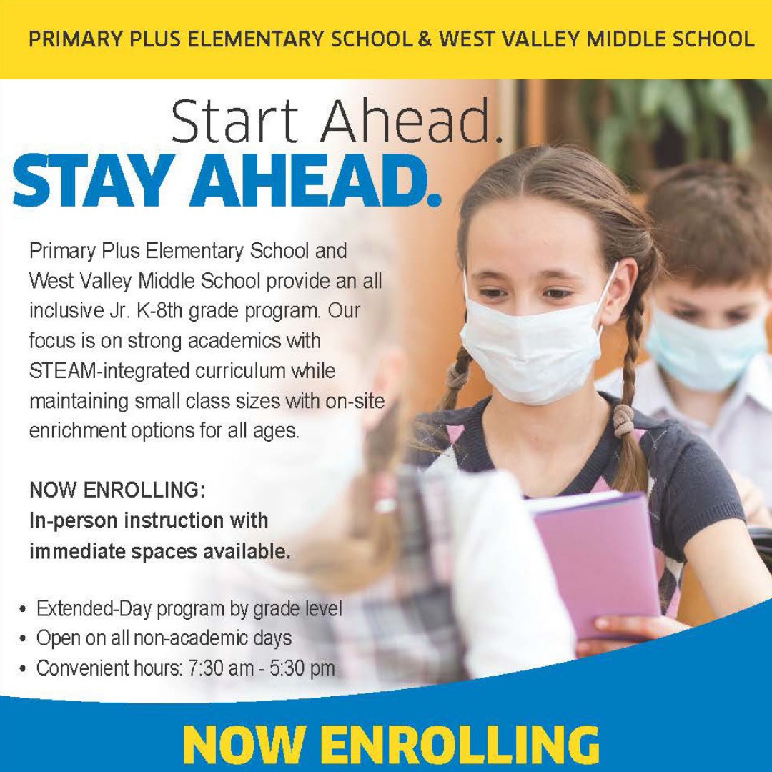 ADPP1968's tweet photo. Our Primary Plus Elementary and West Valley Middle School locations are open with in-person academic instruction. 

We have limited spaces for current school year- contact us today for more info!
 https://t.co/LNOxDsfot3 or https://t.co/xMK8SI5LC1

#adpp #wvms https://t.co/CXABdABTH8