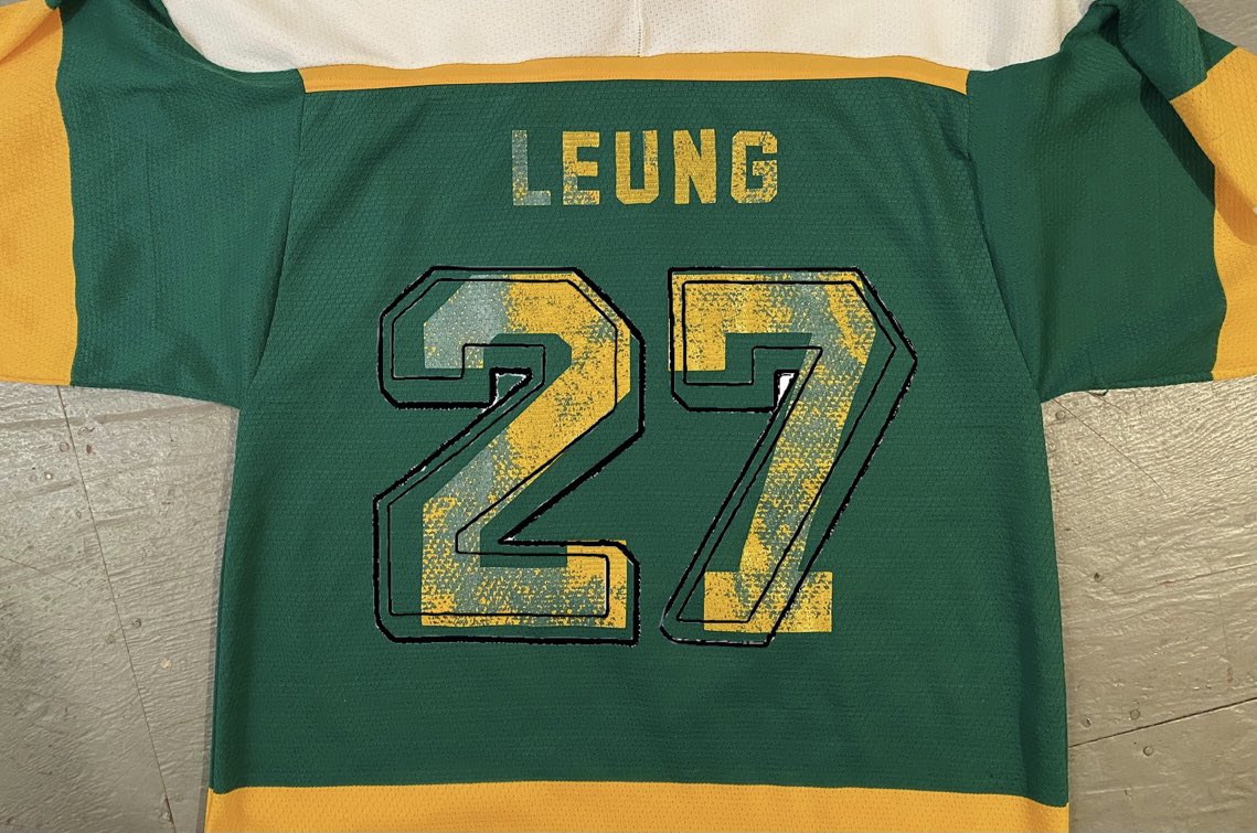 I decided a twill coverup was in order. The original owner made a great number choice, but the serif font means I can’t do an accurate version of the awesome block shadow North Stars numbers. That little piece sticks out.