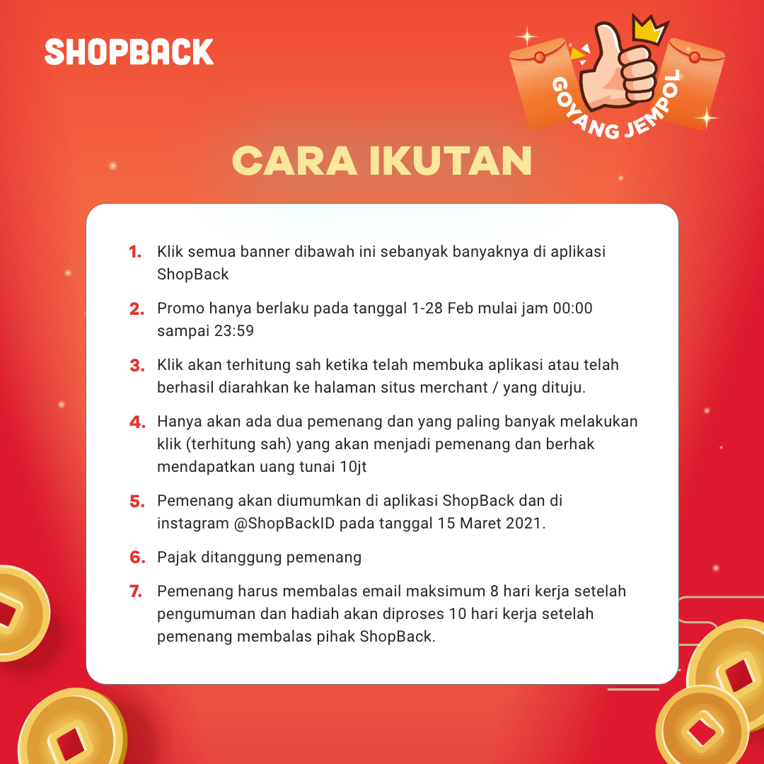 ShopBackID's tweet photo. Biar valentine makin seru, ikutan Goyang Jempol juga dong sama pasangan, supaya dapet total hadiah 20 juta 😍

https://t.co/Eph34EDhiP #UntungLewatShopBack #onlineshopping #cahsback #ShopBack https://t.co/Iy61VXgzpF