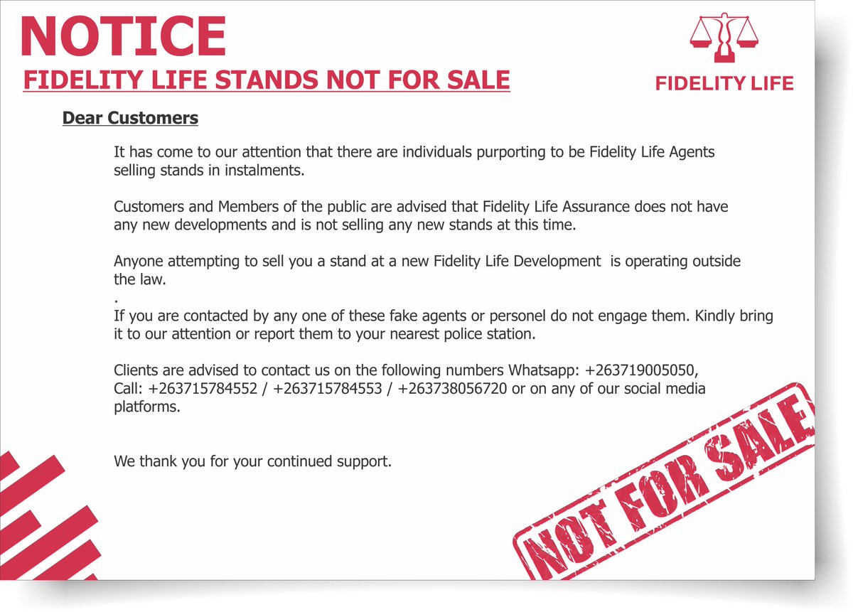 NOTICE
FIDELITY LIFE STANDS NOT FOR SALE
#property