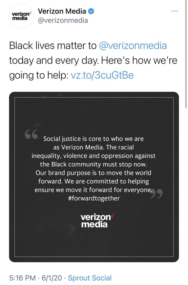 . @Verizon, one of Fox’s biggest advertisers, made a strong statement in support of racial justice, but they hand Fox millions to lie about George Floyd and defend white supremacists.