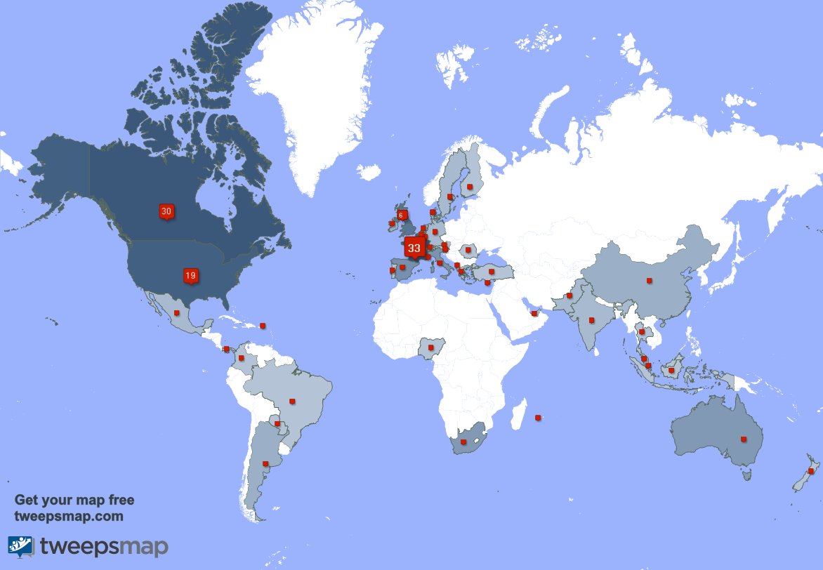Merci à nos VOUS!. Intéressant...Selon tweepsmap.com/!AngeGardienVin Nos #winelovers vivent en: France(34%),Canada(30%),États-Unis(20%)