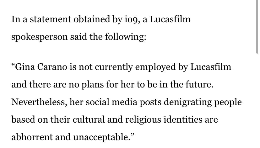 “...is not currently employed...” versus a standard “we’ve parted ways” is interesting. Makes me wonder if maybe this went down between the finale and now? Could be? I’m sure some clarifications will come out.