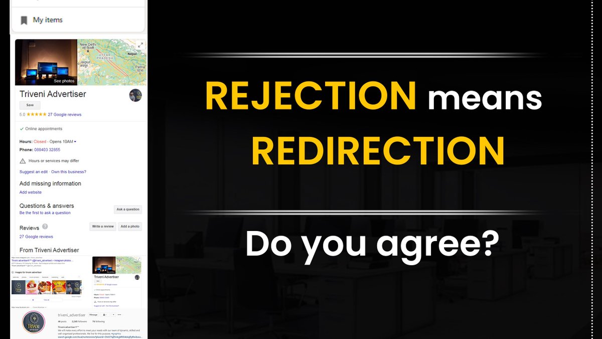 vishalbjp_vns's tweet photo. REJECTION means REDIRECTION.
Do you agree?
#feuture #motivationalspeech #challange #leadership #success #leadershipdevelopment #inspiration #culture #mondaymotivation #management #hr #your #lifechallenge #TwitterHypocrisy #Trending https://t.co/b6mk50WzO8