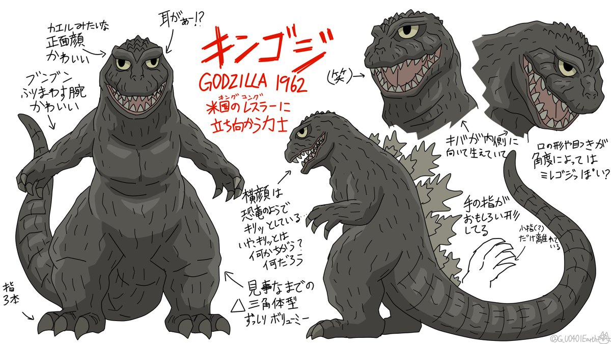 キンゴジの デフォルメイラスト練習 ゴジラ Godzilla 猫怪獣ノラの漫画