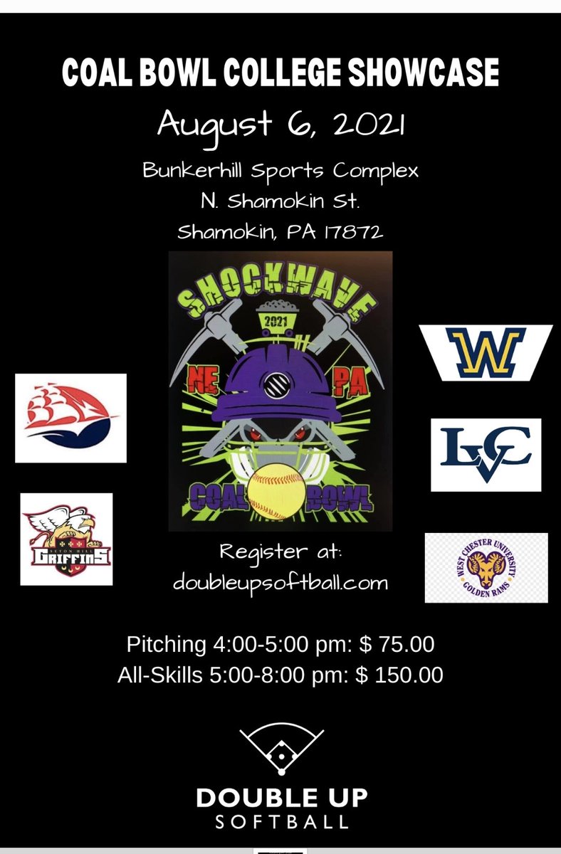 DoubleUpSball's tweet photo. Are you thinking of warmer weather and lots of softball? We are too! Mark your calendar and sign up today for our showcase in Shamokin, PA! More colleges to be added! Register at https://t.co/SfDmRvqxf4 #coalbowlshowcase https://t.co/jO8hblIU3t