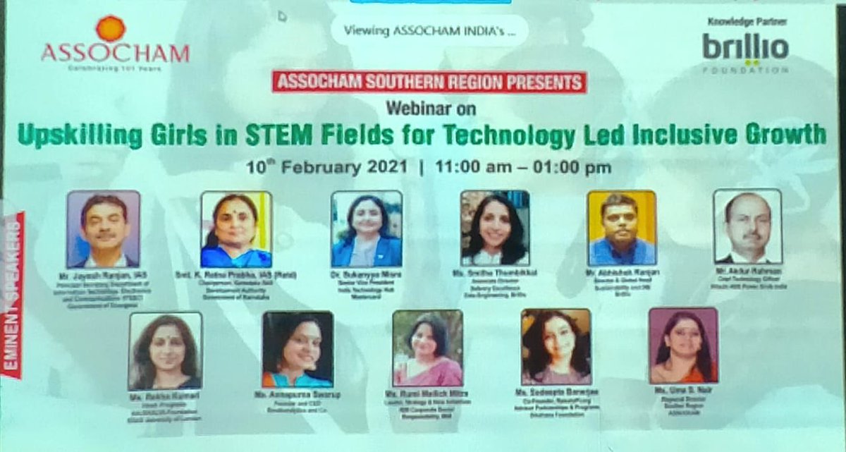 Upskilling girls in STEM is the need of the hour for gender equality in education. Enlightened to participate in the webinar by ASSOCHAM to reach out to rural girls.