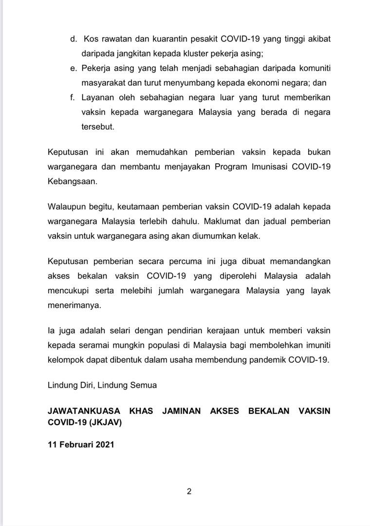 Bfm News On Twitter Malaysia Will Make The Covid 19 Vaccine Free For All It Includes Undocumented Foreigners Non Citizens Diplomats Students Unhcr Card Holders Expatriates And Foreign Spouses And Children Putrajaya Will Engage