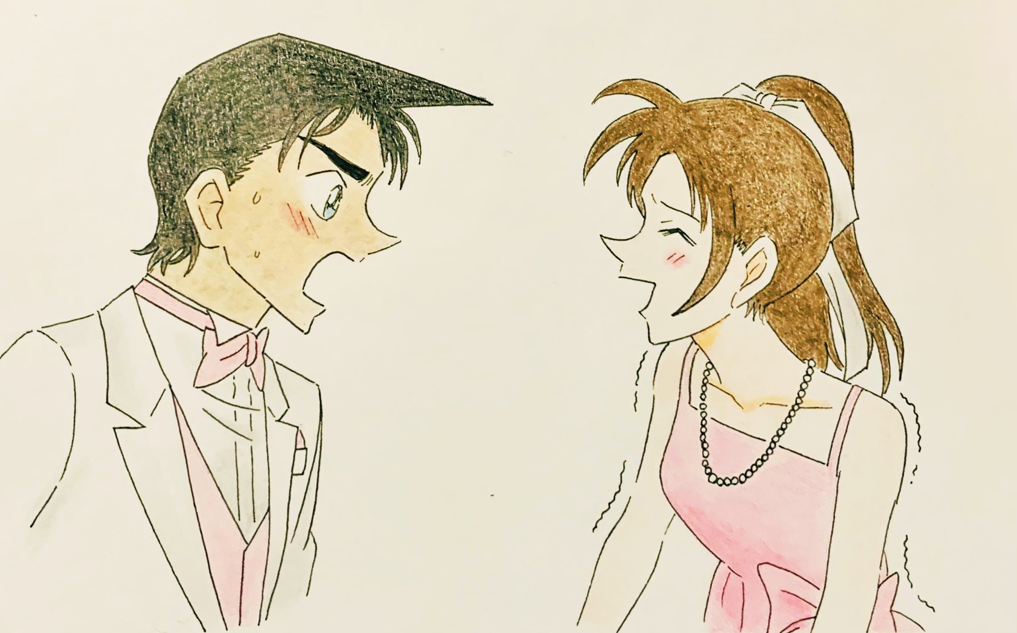 イラスト垢 ყơƙaŋ やっぱり可愛いな 平和カップル 名探偵コナン 服部平次 遠山和葉 青山剛昌先生 平和 模写 色鉛筆 T Co w9kbnoic Twitter