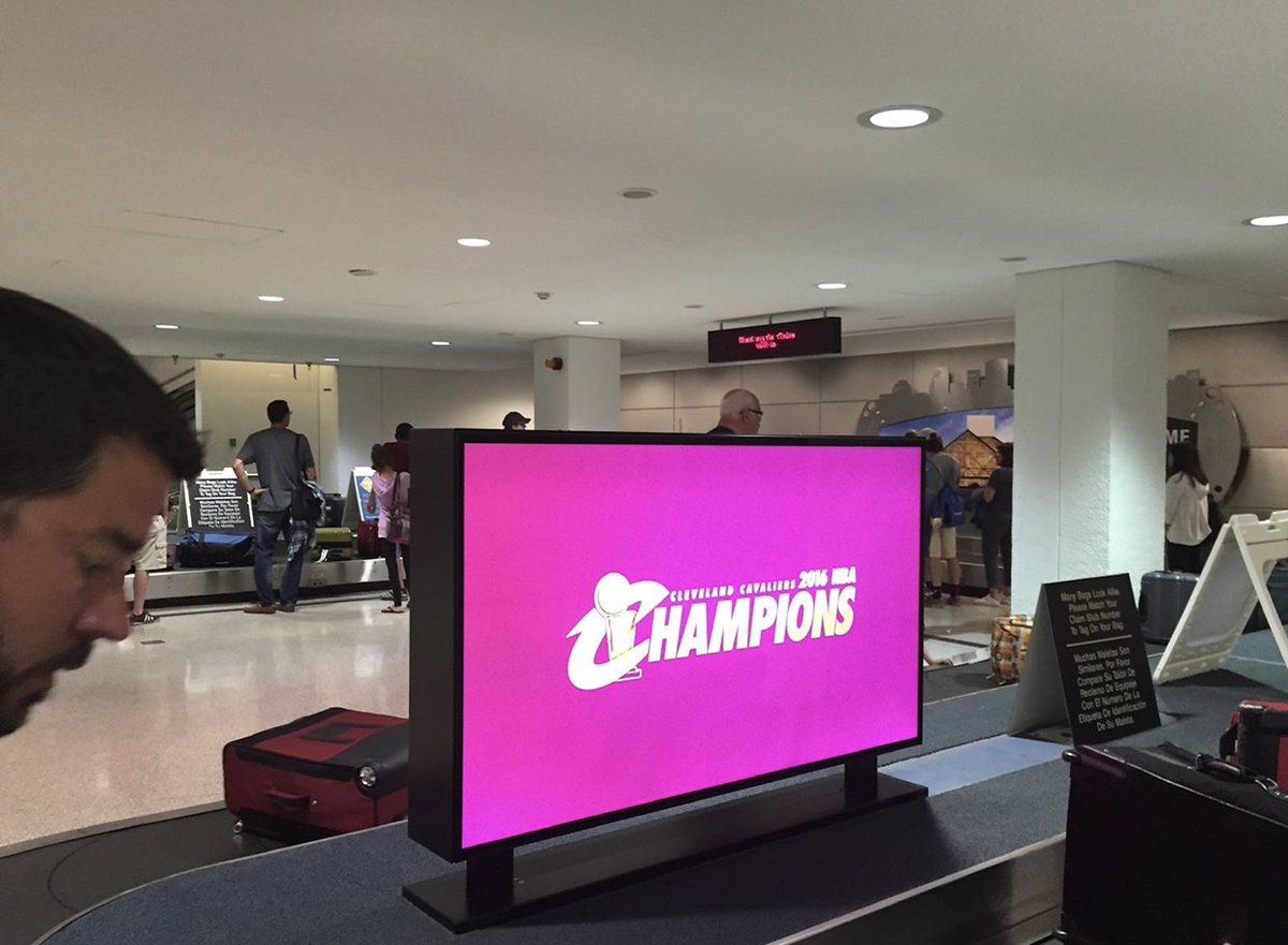 June 21: Flew into CLE at 3am to see these signs at baggage claim and managed to snag a shirt—literally the only thing being sold at the airport at 3am.