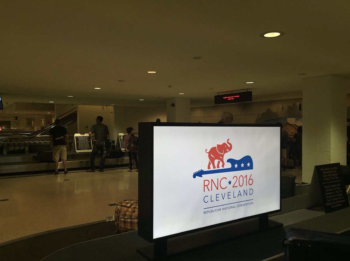 June 21: Flew into CLE at 3am to see these signs at baggage claim and managed to snag a shirt—literally the only thing being sold at the airport at 3am.