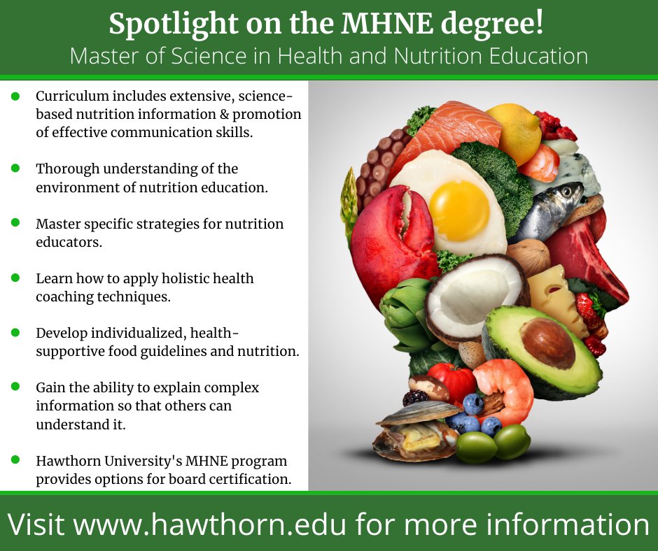 Want to learn the latest science-backed nutrition knowledge? Want to hone the ability to communicate that information effectively? Want to have the option of becoming board certified? Tuition specials going on now- don't wait! Visit us today at
hawthorn.edu/programs/mhne-….