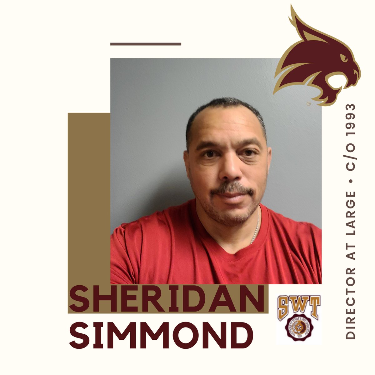 txstblackalumni's tweet photo. Meet one of our Directors at Large, Sheridan Simmond! 
#MeetTheBoard #AAAN #SWT #TXST #Bobcats #IAmBlackHistory https://t.co/h17Xnk2cB7