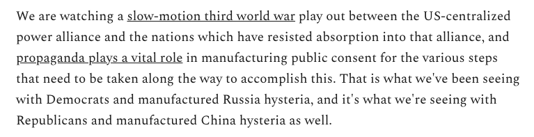 Moscow's increasingly close relationship with Beijing means it needs to be shoved off the world stage via economic warfare and other maneuverings to weaken its ability to defend the real target China before its surging economic power can end US unipolar hegemony in our world.