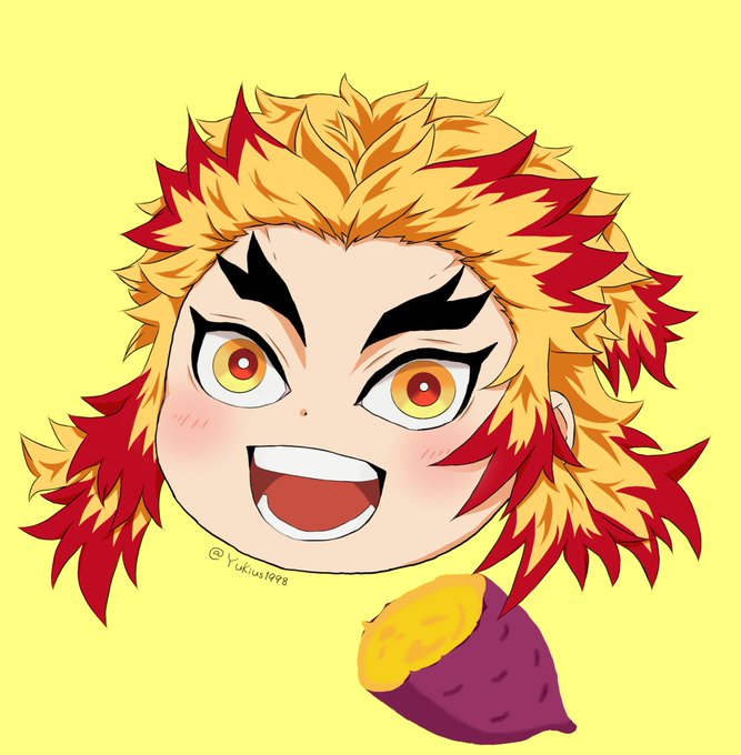 雪兎⸜(*˙꒳˙*)⸝さんがTwitterに投稿した煉獄杏寿郎(鬼滅の刃)のイラスト。