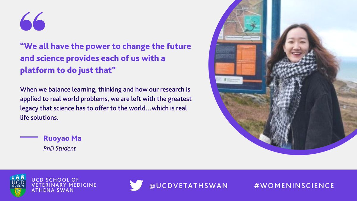 UCDVetAthSWAN's tweet photo. Ruoyao Ma is a fourth year PhD student at the Vet School researching the pathogens that cause tuberculosis (TB) in humans and animals using a One Health approach🦠https://t.co/VwUsXVx1Nf #WomenInScience @WomenScienceDay @ucdvetmed @DohertyVetDean @UCD_EDI @WomenInSTEM_UCD https://t.co/lQXrYlSAmX