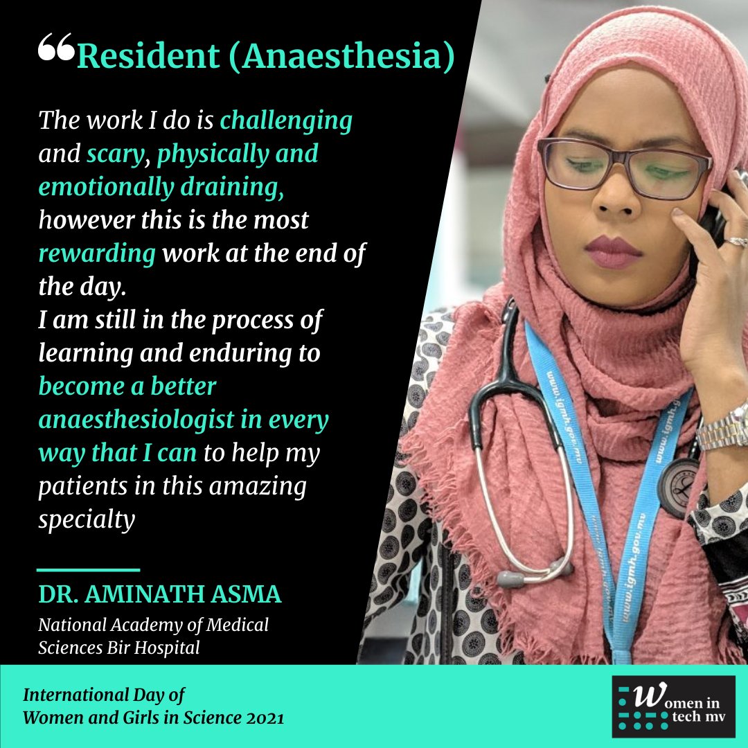 Dr. Aminath Asma , 2nd Year Resident (Anaesthesia), National Academy of Medical Sciences Bir Hospital #GirlsInScience  #WomenInScienceDay