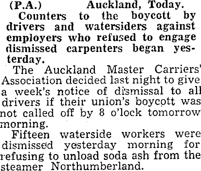 12 In 1949 Fraser's authoritarian & increasingly paranoid Labour government deregistered Auckland's carpenters' union, which they claimed was a pawn of the USSR. Bosses followed by boycotting the carpenters; the wharfies & other unions hit bosses with a counter-boycott.