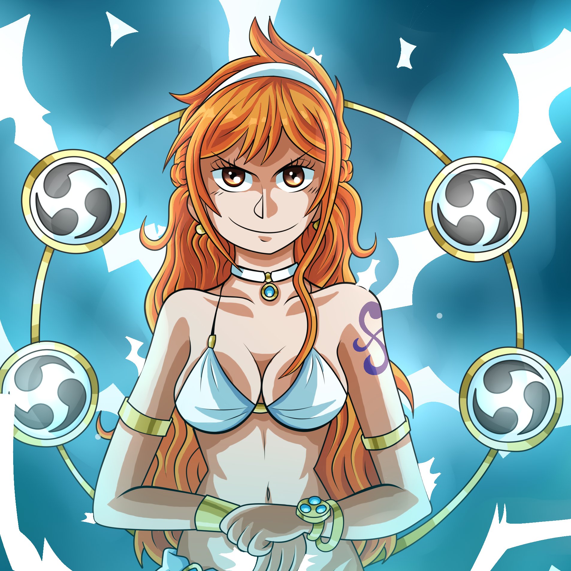 Nami with the goro goro no mi (Drawn by Afrobull, Source included) :  r/OnePiece