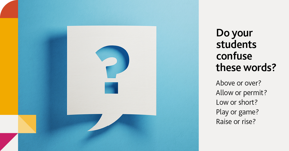 CambridgeEng's tweet image. Do your students often confuse these words?
 
Here's a useful link from @CambridgeDictionary to help them learn the difference.

camengli.sh/39OSJy4
 
#LearnEnglish #TeachEnglish #CambridgeDictionary