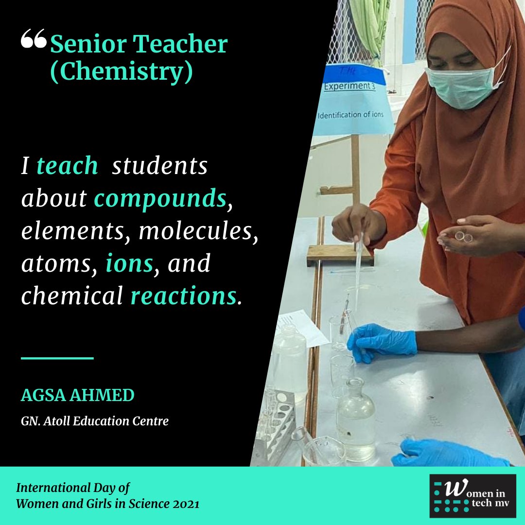 Agsa Ahmed, Senior Teacher (Chemistry), Gn.Atoll Education Centre  @eduGS_13