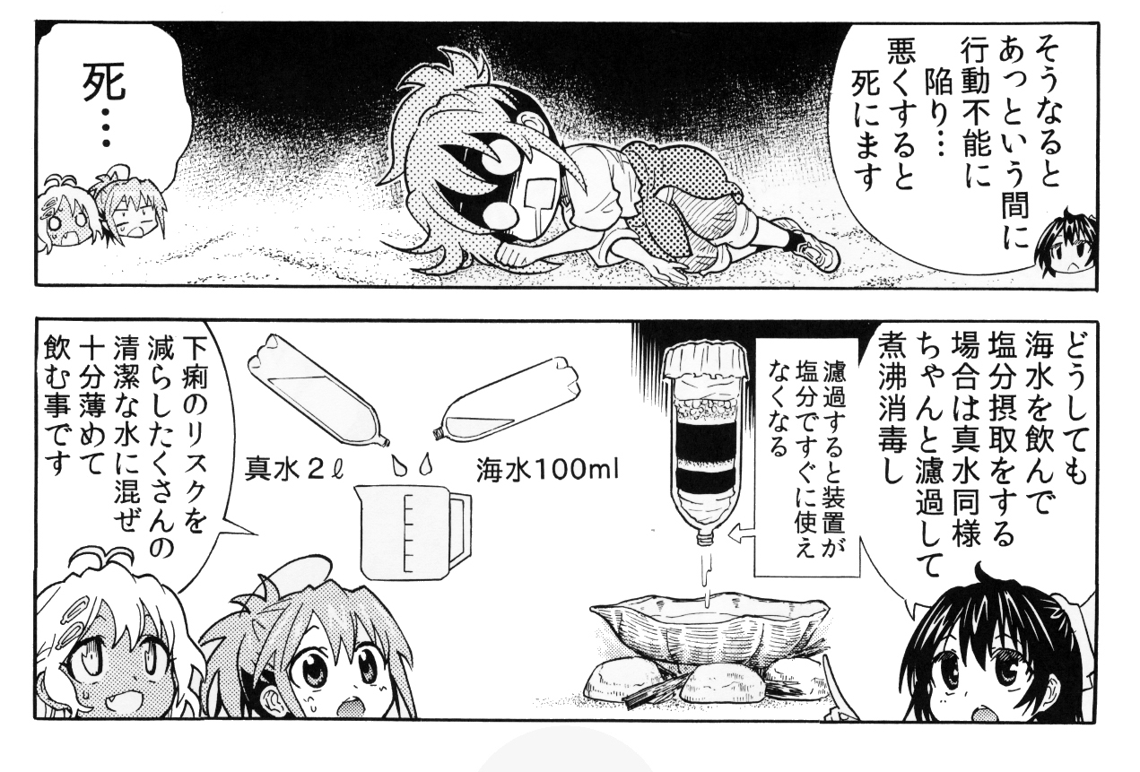 大塚志郎 11月27日コミティア当選 の11ab ぜひお越しください サバイバル豆知識 海の水はそのまま飲んではいけない その理由 不潔なので下痢になるから 塩分が濃すぎるから つまりこの二点を解消すればサバイバル下で色々便利な水にできます