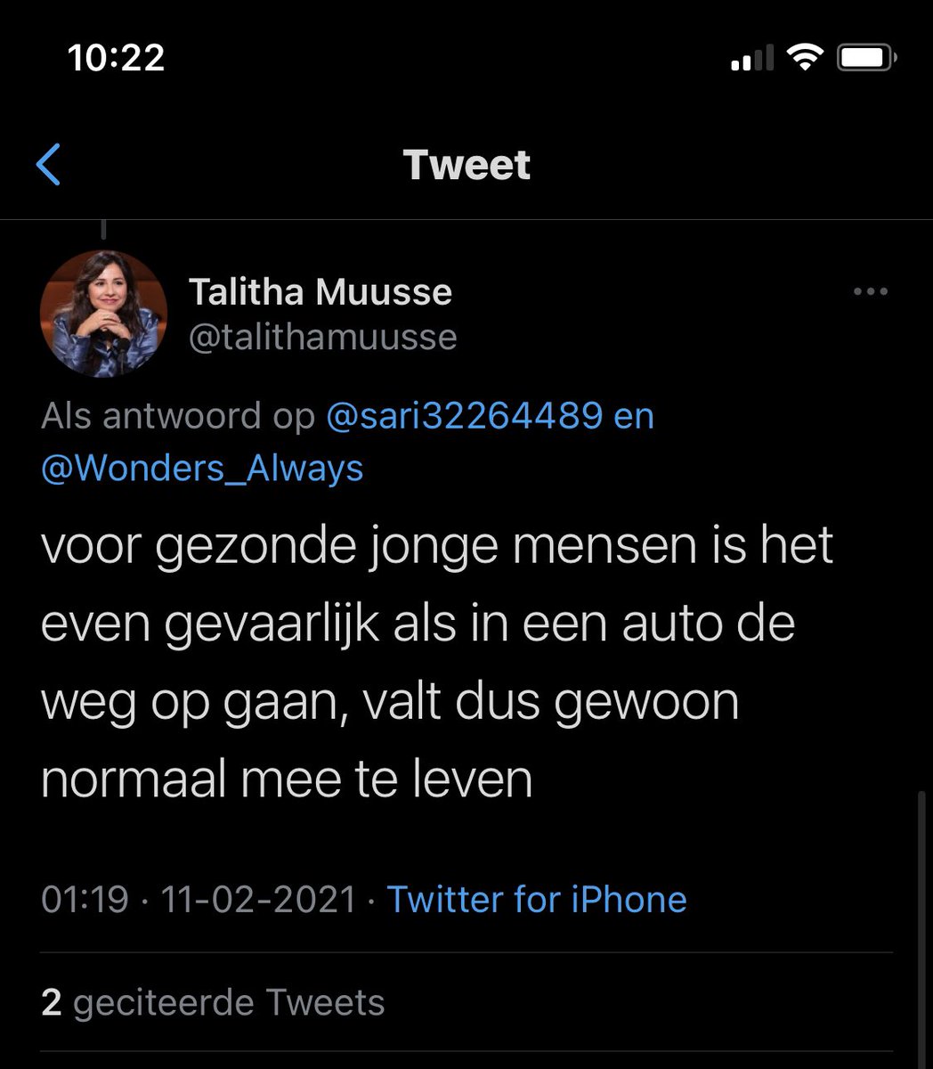 “Voor gezonde jonge mensen is het even gevaarlijk als in een auto de weg op gaan, valt dus gewoon normaal mee te leven.”