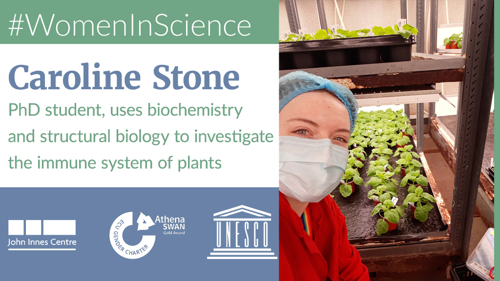 Caroline Stone - PhD student, uses biochemistry and structural biology to investigate the immune system of plants @caro_stone  https://www.jic.ac.uk/people/caroline-stone/  #WomenInScienceDay