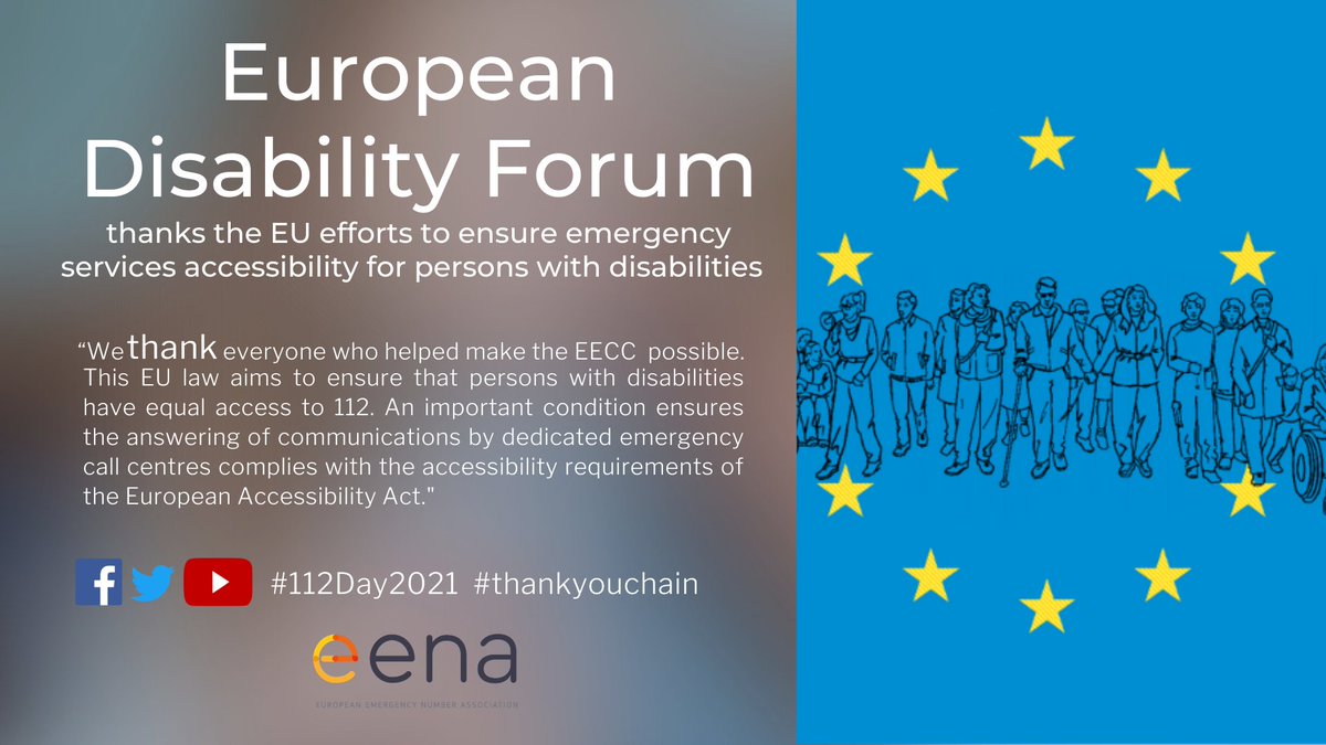 112_sos's tweet photo. On #112Day2021, we partner with @MyEDF to promote good practices of accessible emergency services. 
Although there are some 🪜 still to be done to improve accessibility for persons with disabilities, it is good to celebrate the progress that has already been made. #thankyouchain https://t.co/jf1MG63GuI