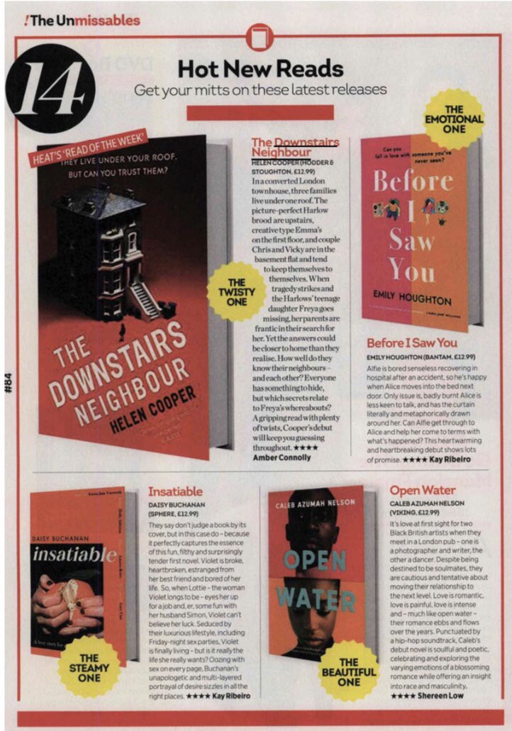 HelenCooper85's tweet photo. With fabulous timing on hardback release day, #TheDownstairsNeighbour is Heat magazine’s ‘Read of the Week’ 🔥@heatworld #HotNewReads https://t.co/Maew8PskvJ