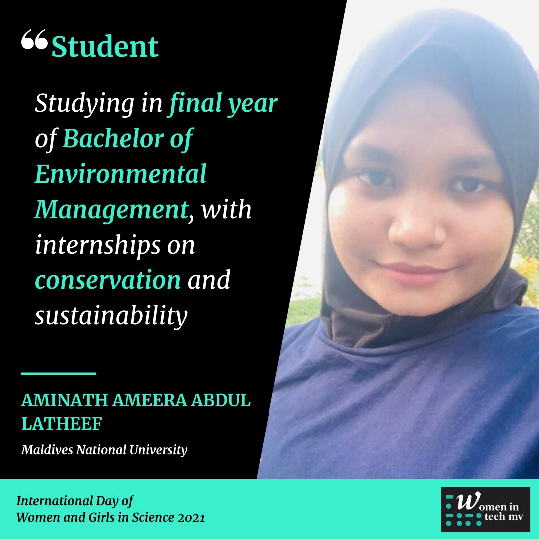 Aminath Ameera Abdul Latheef, Student, Bachelor of Environmental Management,  @MNUedu