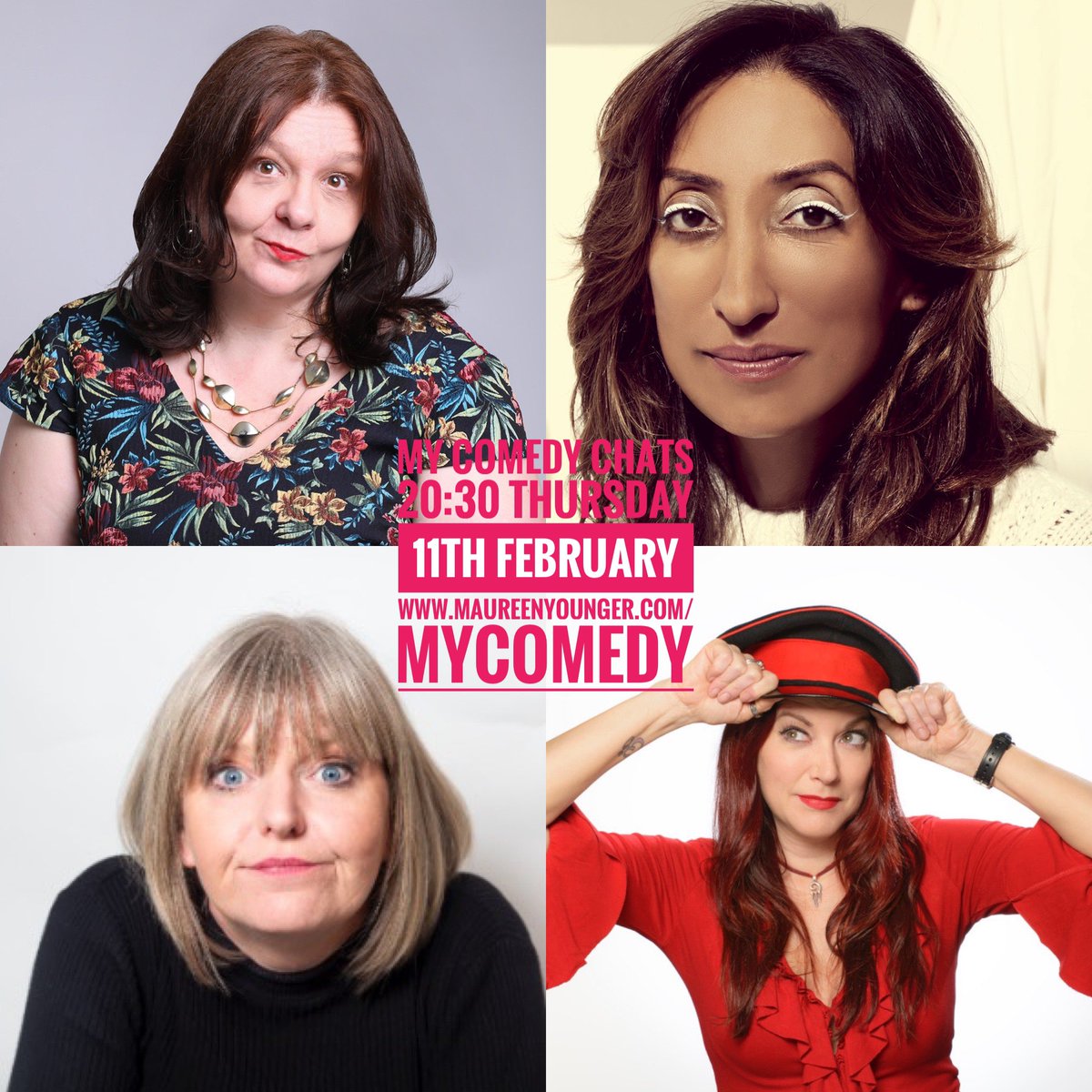 maureenyounger's tweet photo. It’s Thursday & #mycomedychats is back featuring @shaziamirza1 @jojosutherland @ThatSusanMurray To sign up to the guest list, head to https://t.co/uUTYphzhQv
#mycomedychats #mycomiclife #comedy #mycomedylondon #mycomedy #comedians #funnywomen #comedyonline #onlinecomedy #chatshow https://t.co/ZsOU0ukRqd