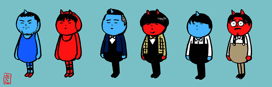 笑いの鬼たち 鬼ヒーローズ アマレス兄弟 バナナマン オズワルド 花小金井正幸 猫フィギュア にゃにゃにゃにゃ ず 発売中 のイラスト