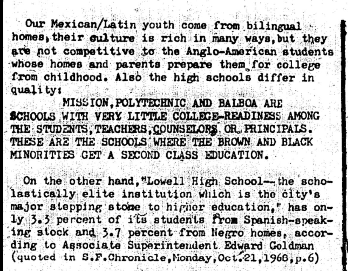 1968. neighborhood publication “Nueva Mission” writes about how “Brown and Black minorities get a second class education” while being excluded from “elite” Lowell.